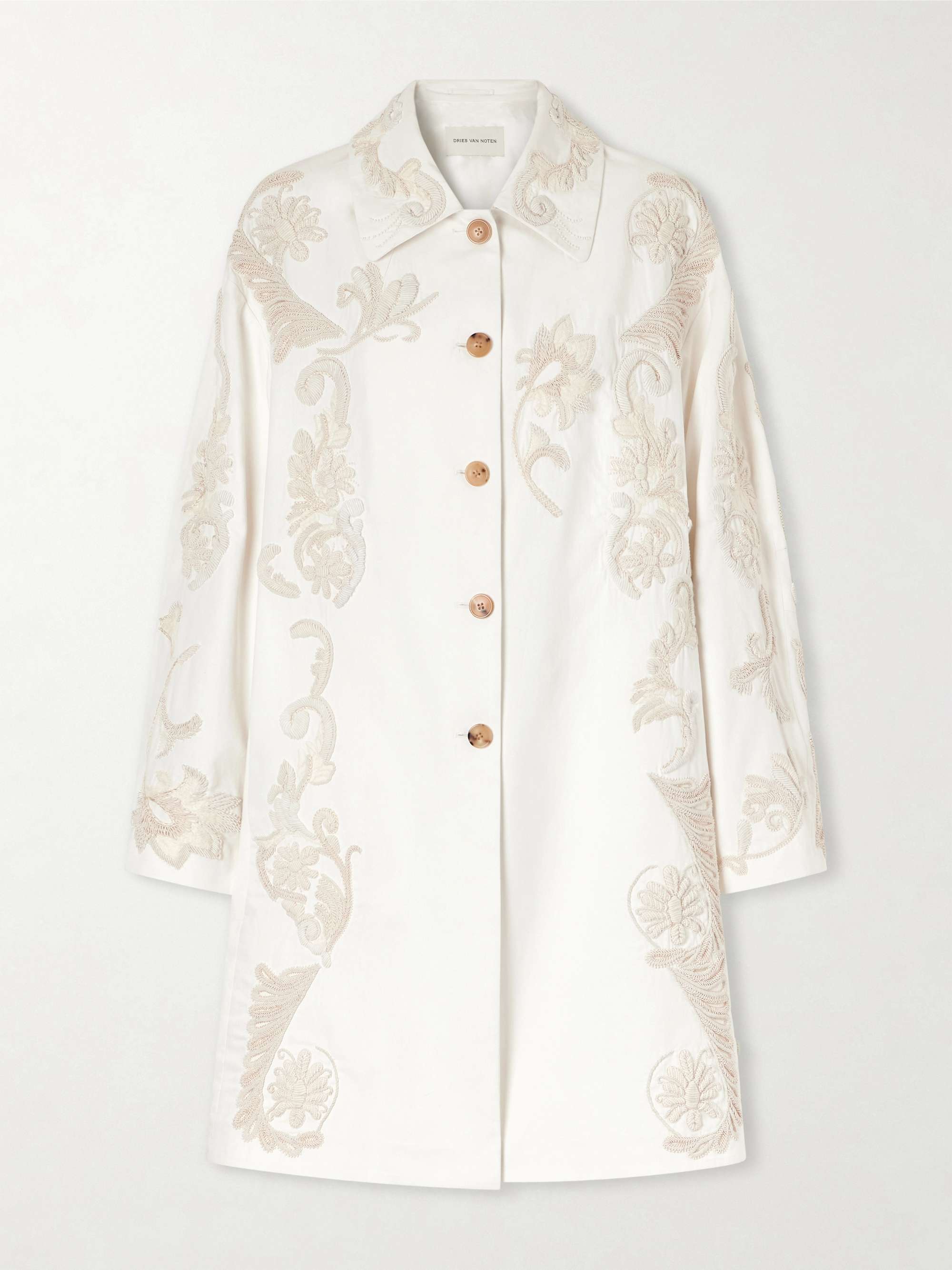 Embroidered Cotton-Canvas Coat