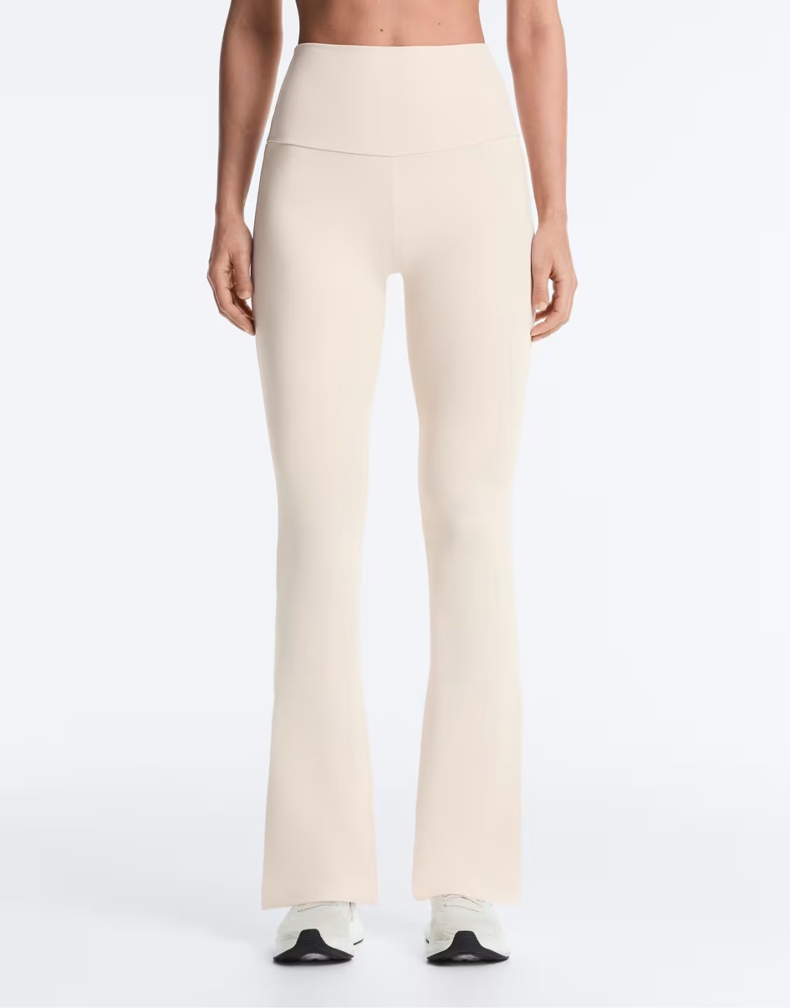OYSHO, Comfortlux High-Rise Flare Trousers in Light Beige