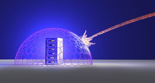 Abstract illustration of a firewall protecting servers