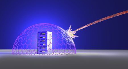 Abstract illustration of a firewall protecting servers
