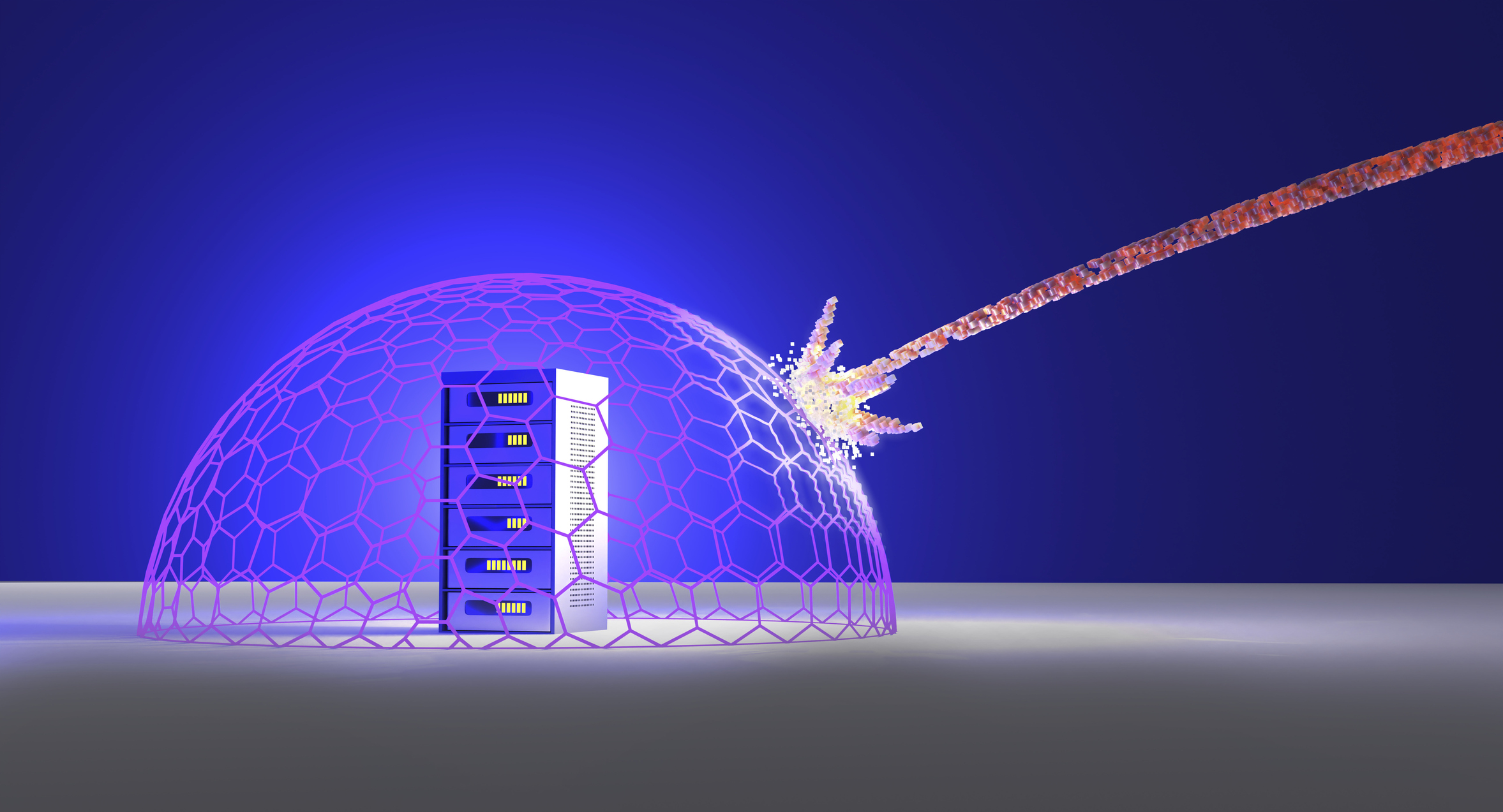 Abstract illustration of a firewall protecting servers