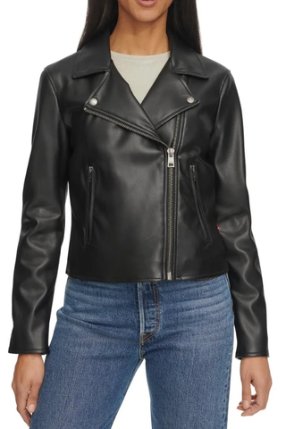 Shrunken Faux Leather Moto Jacket