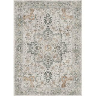 Kueth Modern Area Rug 8x10, Machine Washable Rugs for Living Room, Non Slip Carpet Printed, Low Pile, Light Taupe Brown