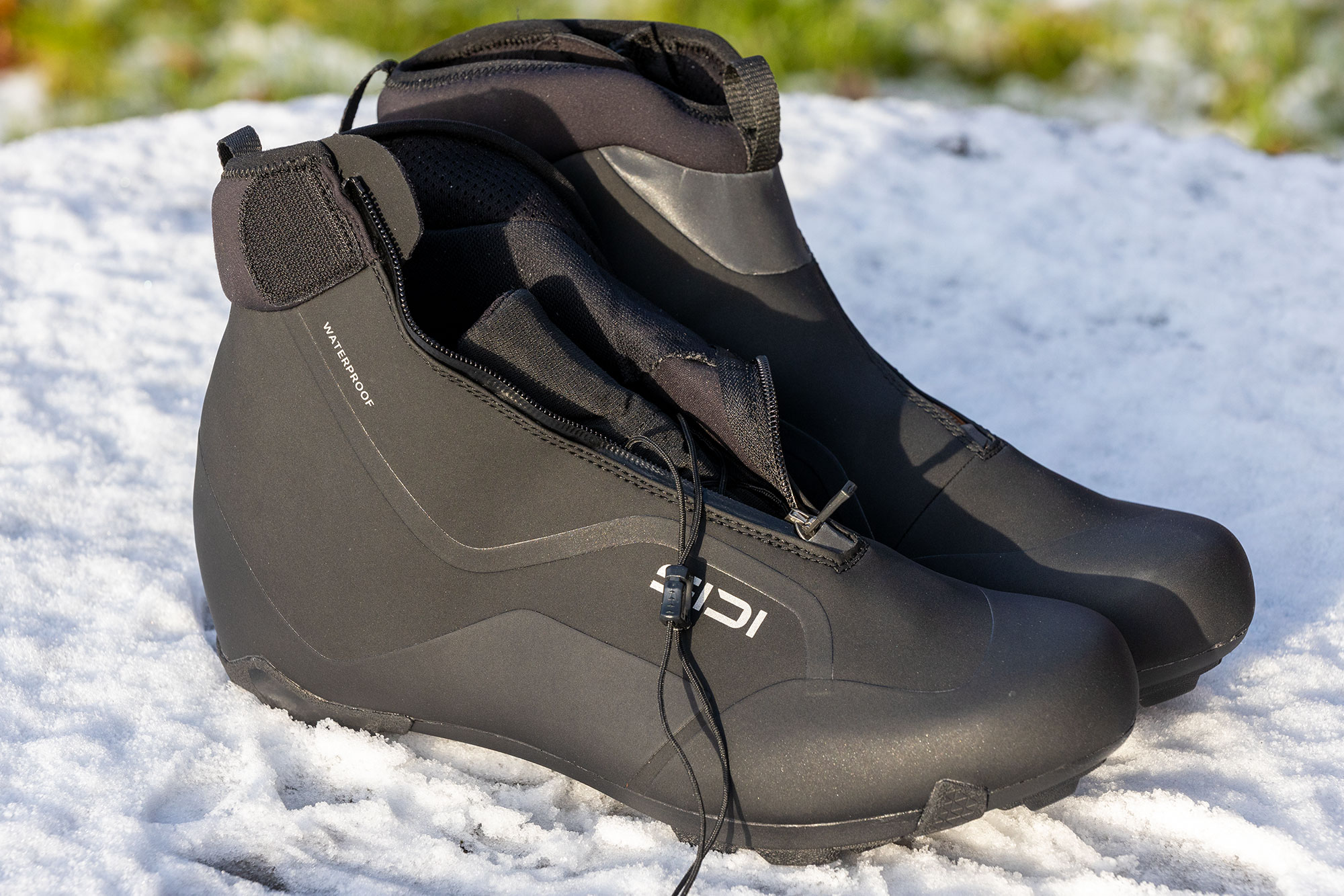 Sidi Nubes shoes, pictured side on, with the upper unzipped.