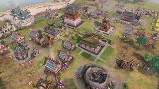 A feudal town in Age of Empires IV