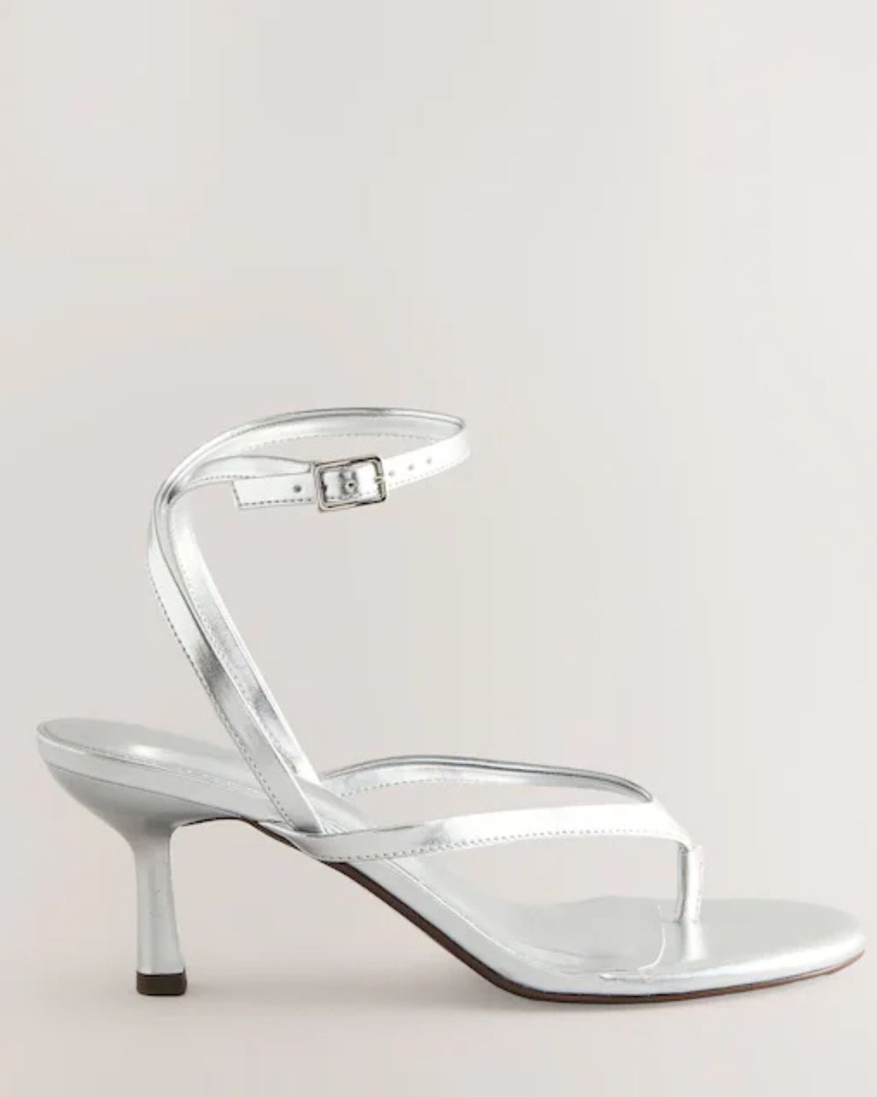 Next Silver Forever Comfort® Round Toe Post Ankle Wrap Heel