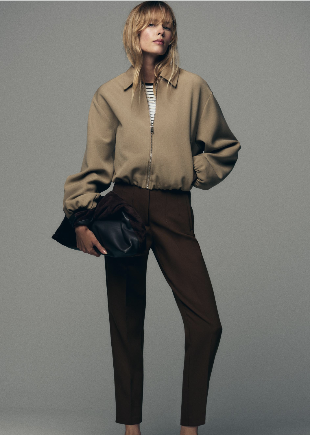 Puffed Bomber Jacket With Zip