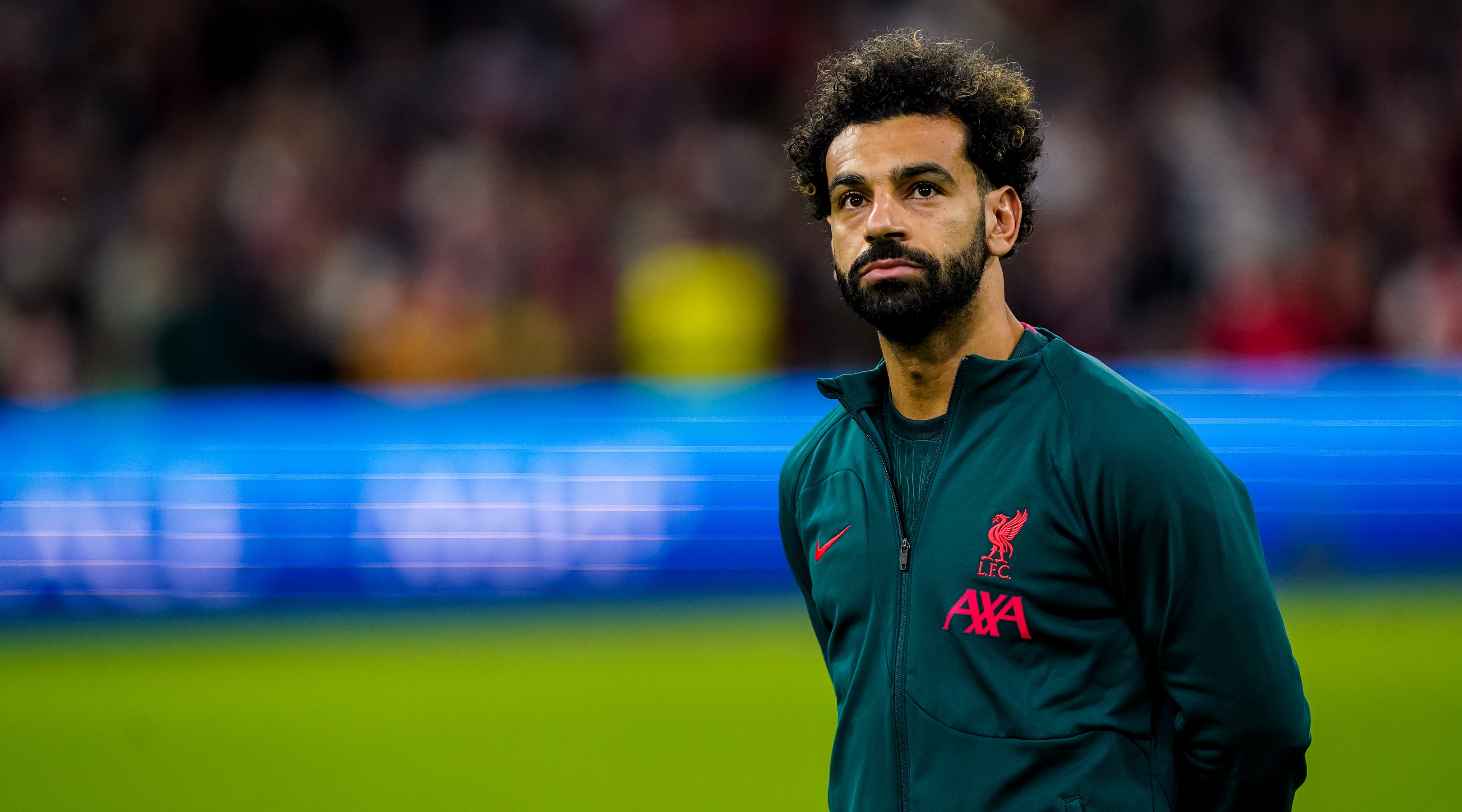 Liverpool forward Mohamed Salah looks on prior to the UEFA Champions League match between Ajax and Liverpool on 26 October, 2022 at the Johan Cruijff ArenA, Amsterdam, Netherlands