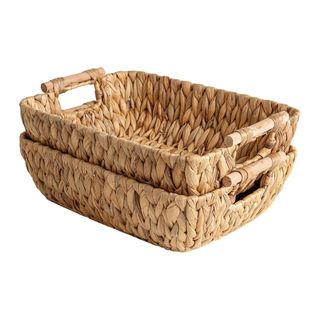 Water Hyacinth Wicker Baskets for Organizing, 2-Pack