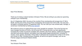 Amazon Prime price increase