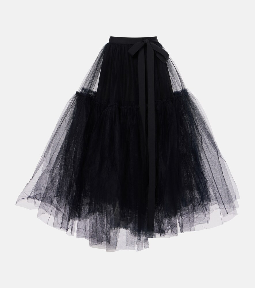 Bow-Detail Tulle Midi Skirt