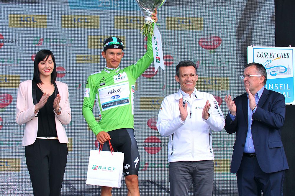 Michal Kwiatkowski on the podium.