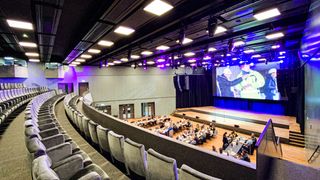 An auditorium in the new ENTRA Culture and Convention Center.