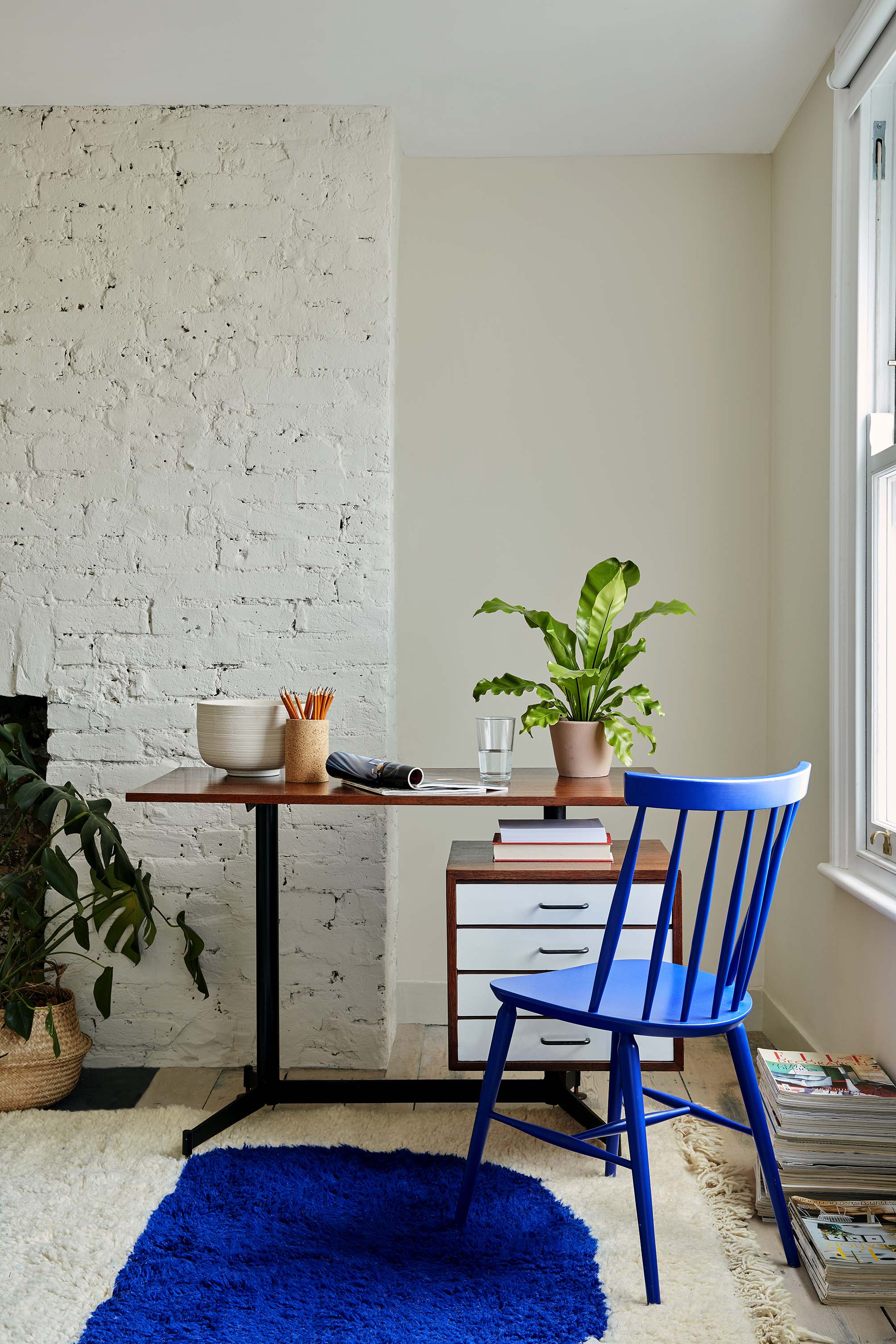 a white painted brick wall
