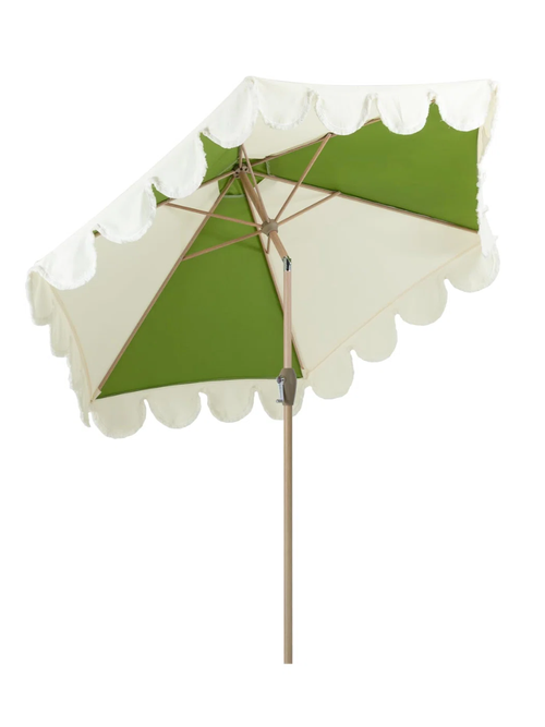 Scalloped Patio Umbrella With Fringe