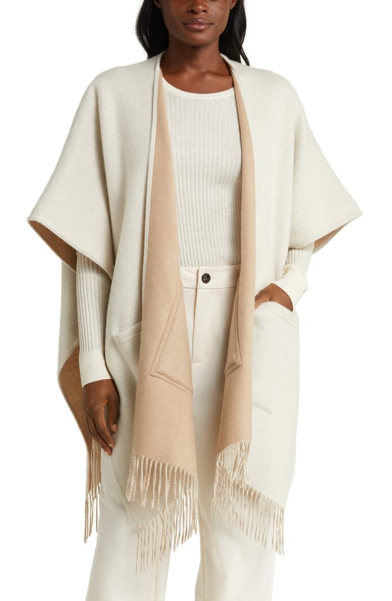 Reversible Pocket Wool & Cashmere Ruana