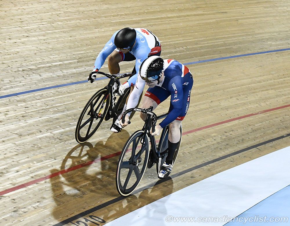 Men's Sprint - Bronze medal final, Jack Carlin (Great Britain) vs Hugo Barrette (Canada)