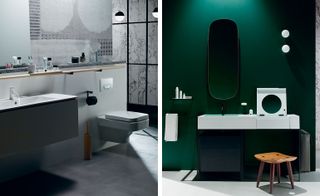 en-suites embrace contemporary deep and dark hues.