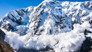 A bunch of Oculus Quest 2 headsets fall down a mountain during an avalanche