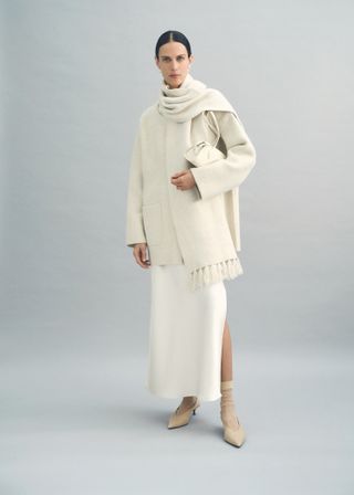 Mango scarf coat with detachable scarf