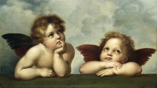 Painting of cherubs after a detail of Sistine Madonna by Raphael.