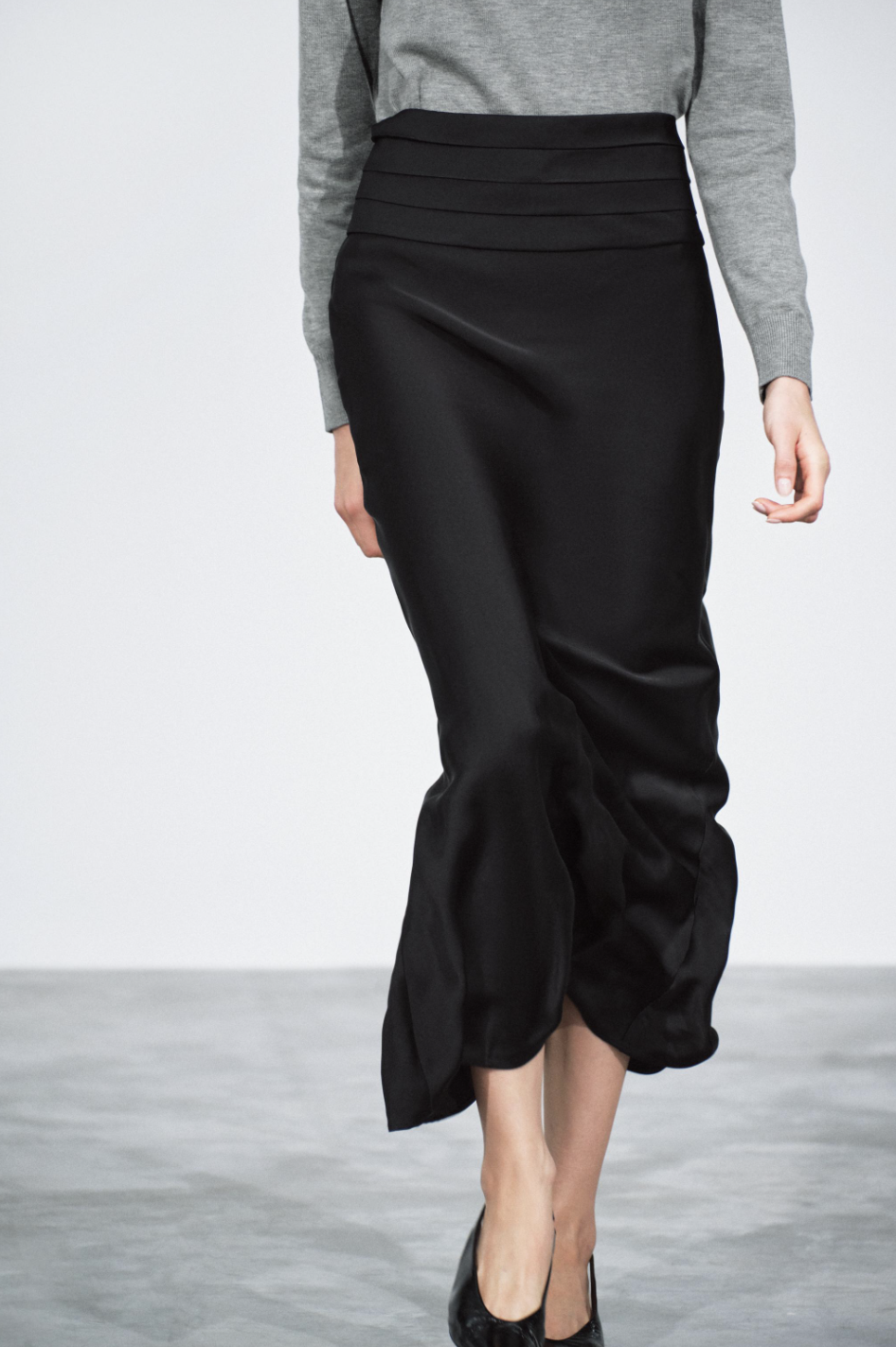 ZARA, Zw Collection Satin Pencil Skirt - Black - Xs