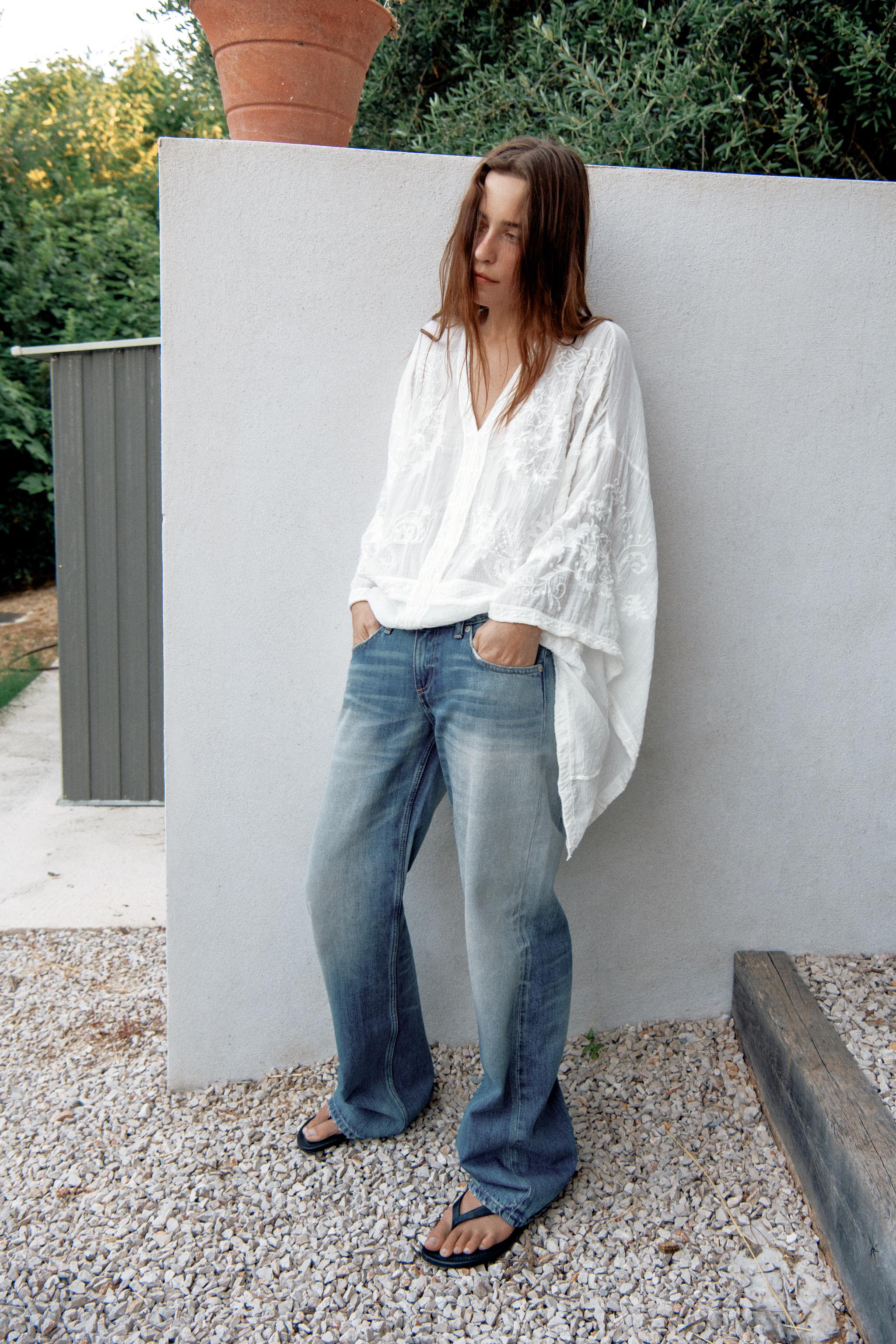 Zw Collection Embroidered Cape Blouse - White - Xs