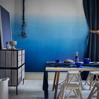 blue ombre wall