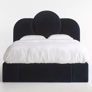 dark blue velvet storage bed