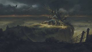 An image from a digital art tutorial on how to create fantasy architecture in Photoshop and Blender