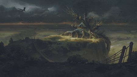 An image from a digital art tutorial on how to create fantasy architecture in Photoshop and Blender