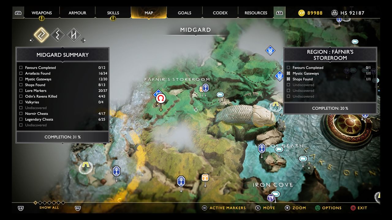 God of War treasure map locations
