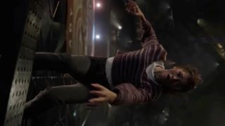 Zendaya as MJ falling down a bridge in Spider-Man: No Way Home