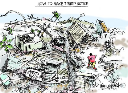 Political cartoon U.S. Trump Puerto Rico destruction