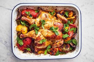 Jamie Oliver 5 ingredients quick and easy recipes Harissa Chicken Traybake