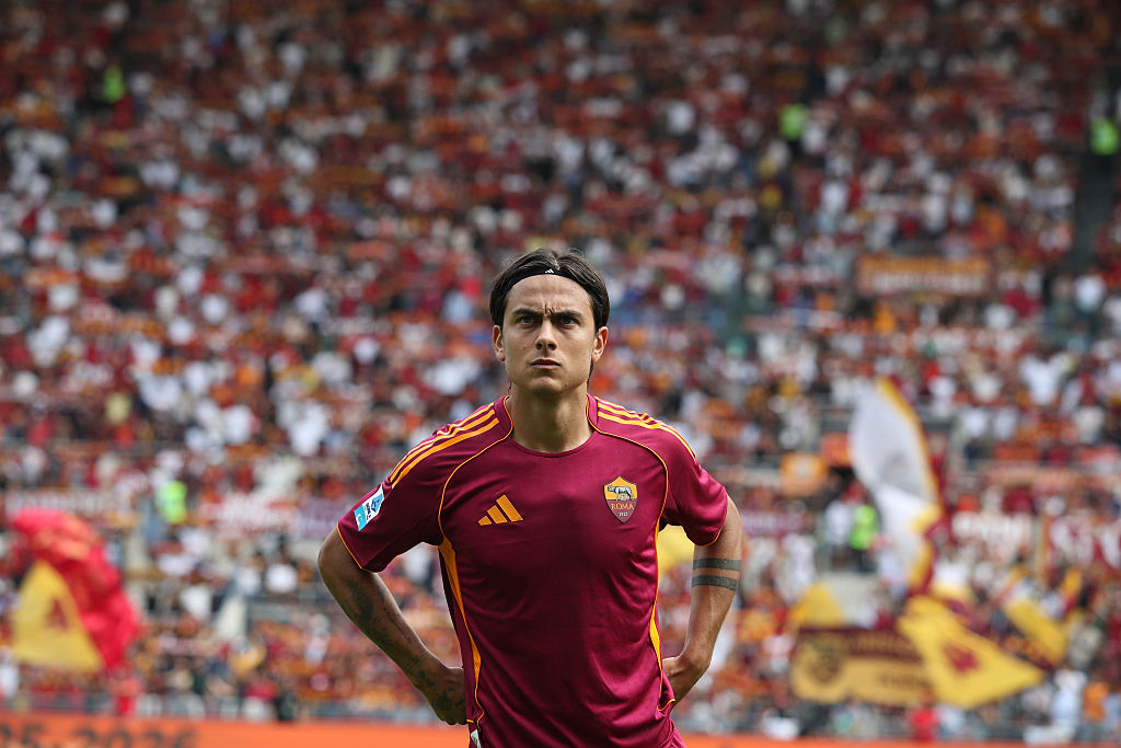 Paulo Dybala of AS Roma looks on during the Serie A match between AS Roma and Torino FC at Stadio Olimpico on September 14, 2025 in Rome, Italy.