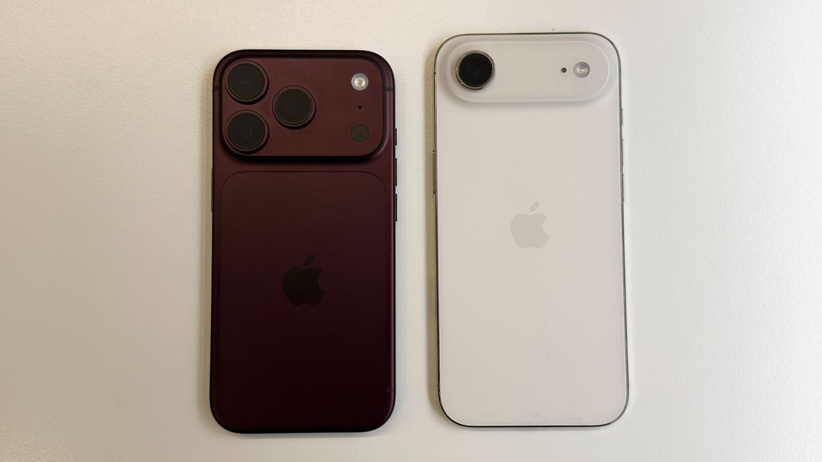 The iPhone 18 Pro and iPhone Air resting on a white table