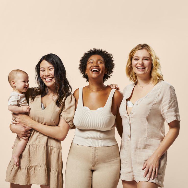 three women wearing breast pump - power pick willow pump