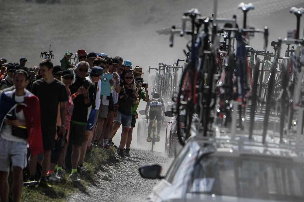 Fans had a birds-eye view of the gravel action during stage 10 at the Tour de France