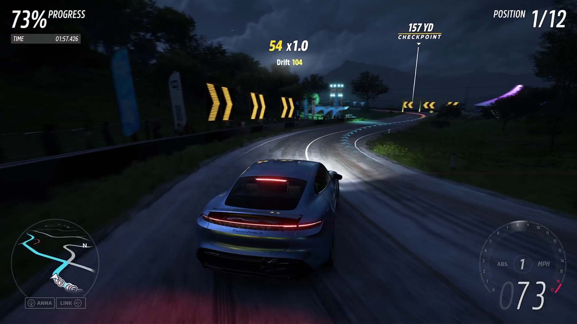 Forza Horizon 5 street race at night driving a porsche