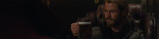 Thor (Chris Hemsworth) drinks a magic beer in Thor: Ragnarok