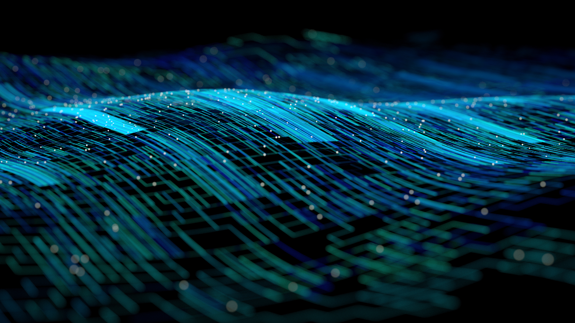 Graphic of a digital wave in blue