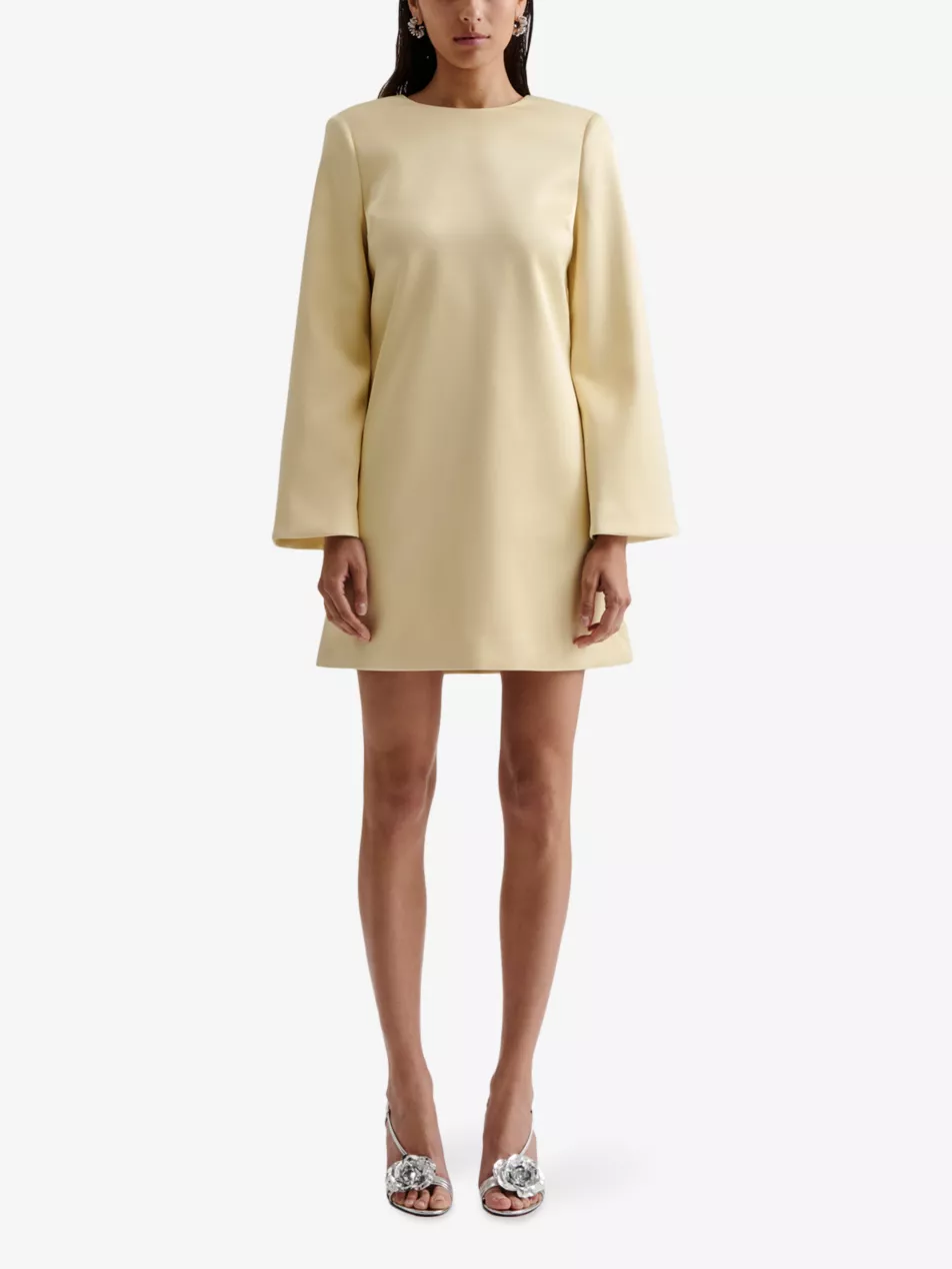 Elna Bow-Trim Satin Mini Dress