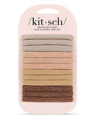 Kitsch Elastic Hair Ties for Women - Hair Rubber Bands & Ponytail Holders | Hair Ties No Damage | Holiday Gift | Hair Bands for Women's Hair Non Slip | Hair Elastics for Girls, Neutral (Pack of 12)