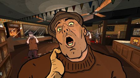 Fallen Aces goon getting held up making surprised face