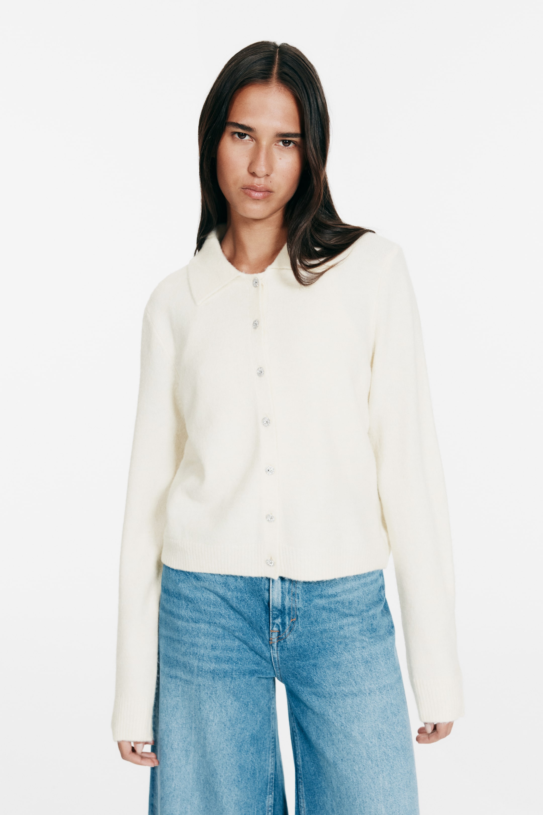 Collared Cardigan - Cream