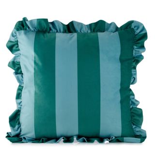 blue and green striped cushion