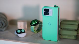 Pixel 9 Pro Fold with Pixel Watch 3 and Pixel Buds Pro 2