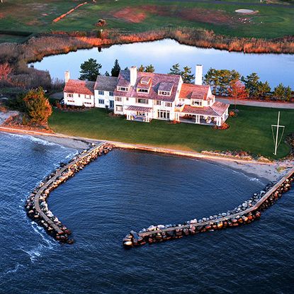 aerial view of house and sea view