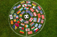 Flags around a football
